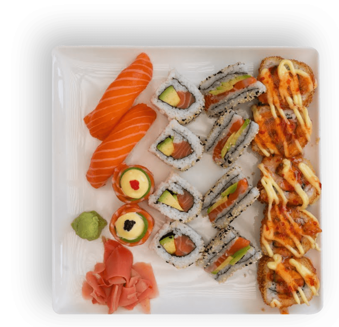 Sushi combo on square plate